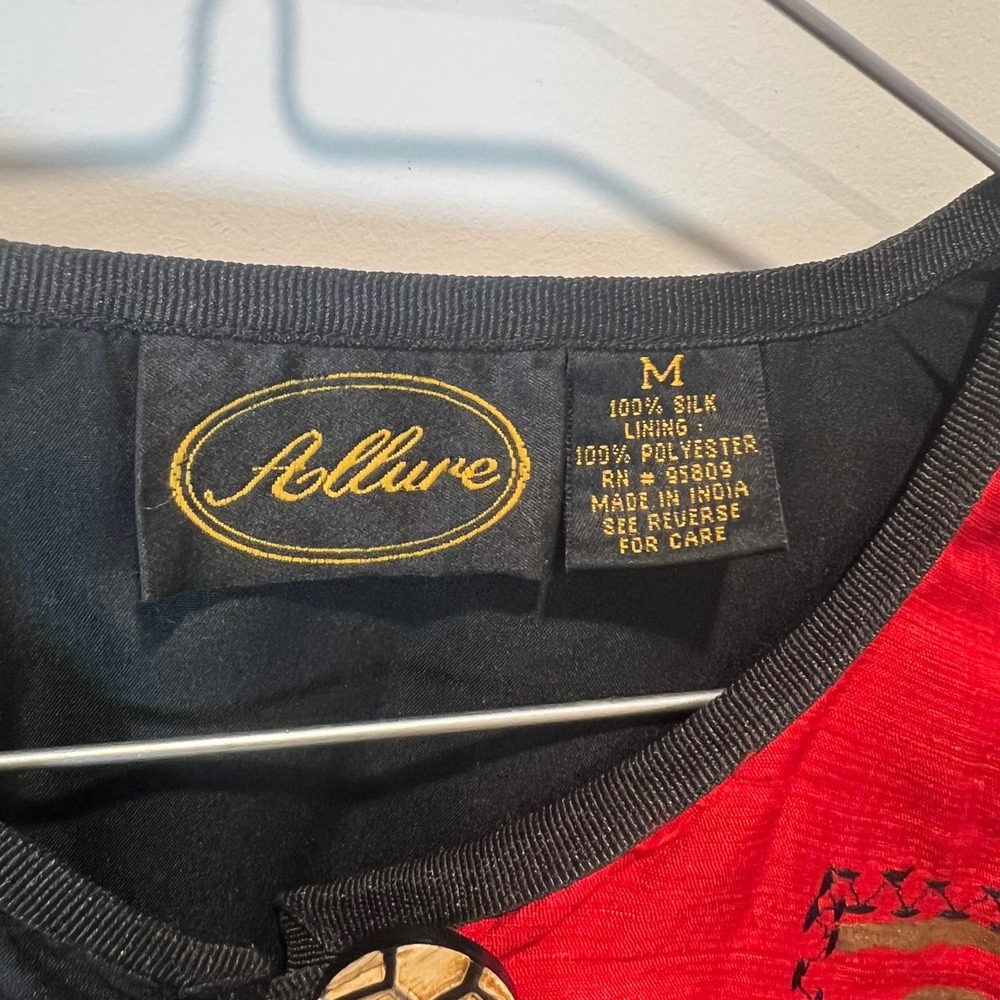 Allure Patchwork Silk Jacket Red Black Animal Pri… - image 2